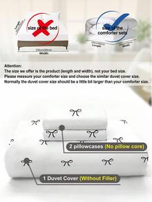 三件套可爱蝴蝶结印花被套，柔软透气的超细纤维面料，四季皆宜，可机洗，不易褪色、起球、缩水，适合可爱、简约、清新的ins风家居装饰，适用于特大号/大号/双人床/单人床尺寸，是居家、宿舍、公寓、酒店的理想之选，也是馈赠佳品。 - 彩色 - 查看 12