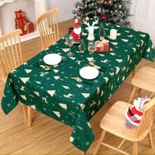 Rectangular Waterproof Christmas Tablecloth - Deer And Tree Design - Durable Polyester - Perfect For Parties, Home And Outdoors - Festive Table Decoration - 60x120/60x102 Inches - Green 54"*54" - View 3
