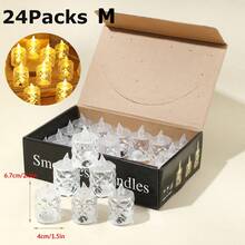 3/12/24pcs Indoor Decorative Crystal Diamond Shaped LED Electronic Candle Lights, Battery Powered Flameless Candle Lights, LED Decorative Tea Candle Lights (Batteries Included), Suitable For Wedding, Dining Table, Holiday Decoration, Valentine's Day Party Decoration - 無色 - 查看 17