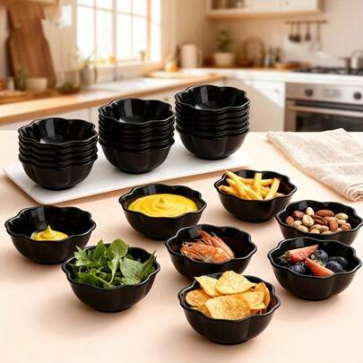 Juego de 4 platos para salsa negra - a prueba de roturas y duraderos, fáciles de limpiar, cuencos para salsa, mermelada, postres pequeños, adecuados para cocina y comedor en el hogar, excelentes para servir condimentos, salsa para bistec, especias, salsa de queso, encurtidos, ketchup, etc.