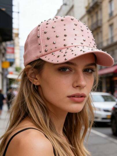 女士小钻时尚棒球帽，舒适百搭，适合日常休闲佩戴，也可作遮阳帽，旅行防晒帽，卡车司机帽，以及送给朋友的礼物。