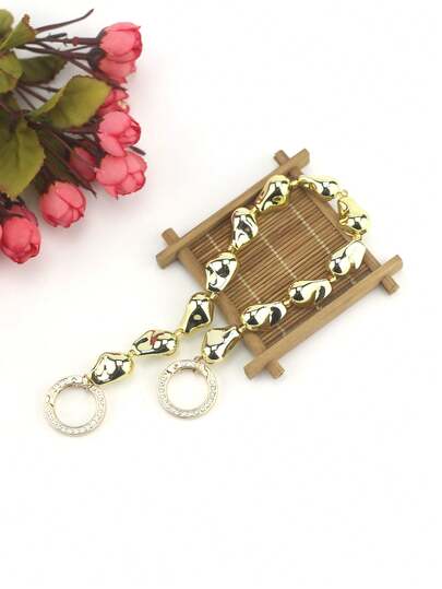 Dây đeo túi xách thủ công độc đáo, bất đối xứng, đính ngọc trai và đá quý, dạng chuỗi tròn, phụ kiện túi xách đa năng có thể tháo rời, vật dụng cần thiết cho kỳ nghỉ.