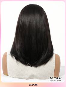 Topshe [Velvet Locks]14 Inch Fluffy Soft Black Wig, Bob Straight Hair, Heat-Resistant Synthetic Wig, Suitable For Women's Daily Wear, Cosplay, Halloween Party, Beginner Friendly - Black - View 5