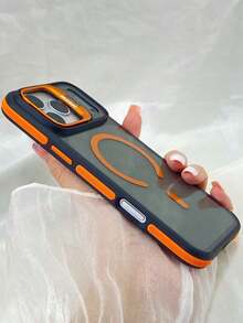Magnetic, Acrylic +  + Anti-Slip Edge Strip,Camera Bracket, For  17 Pro Max 17 Air For  16 15 14 13 12 11 Pro Max Plus For Galaxy S23 S24 S25 Ultra - Orange - Übersicht 5