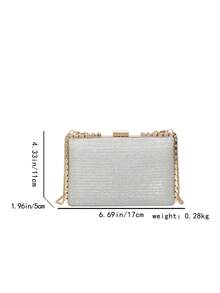 新款极简主义个性化方形单肩斜挎包 - 銀色 - 查看 3