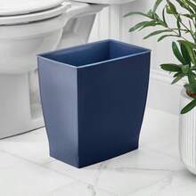 Small Plastic Bathroom Trash Can Slim Rec Garbage Bin For Bedroom Office Dorm Navy Blue - Navy - View 4