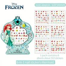 6pcs Official Disney Glow-In-The-Dark Disney Princess Mermaid Cartoon Nail Stickers, Children Nail Art Decals For Girls - Mint Green - View 7
