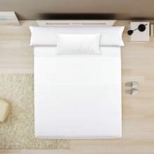 Ecommerc3 Flat Sheet, Cotton, For Beds 80 To 200 Cm, Soft And Breathable, Wide Variety Of Colors - 白色 - 查看 9