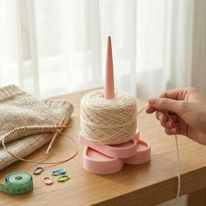 Soporte giratorio a 360° con forma de corazón para ovillos de hilo - Organizador de tazón de hilo para ganchillo y tejido, estante de exhibición creativo para hilos