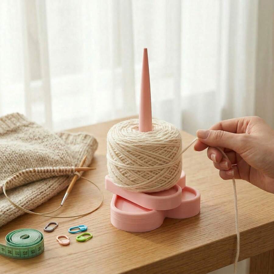 360°旋转心形毛线收纳架 - 毛线碗整理架，适用于钩针和编织，创意毛线展示架