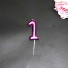 1件 6cm 紫色 0-9數字生日蠟燭，適用於節日慶祝、蛋糕烘焙裝飾、成人禮、生日週年及其他節慶活動，適用於生日、週年紀念、單身派對、畢業典禮 - 紫色 - 查看 4