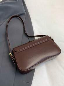 PU Leather Solid Color Casual Versatile Multi-Pocket Women Shoulder Bag - Coffee - View 4