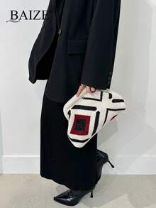 ENBEI 优雅编织云朵包 - 大容量化妆包、度假手拿包、优雅女士沙滩包、时尚晚宴包。多功能女士沙滩包、夏季钱包、优雅女士包，适合搭配婚纱、度假、旅行、派对、母亲节礼物、婚礼季纪念品。 - 彩色 - 查看 2