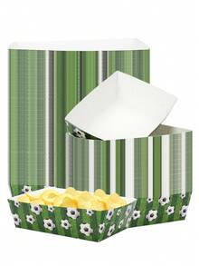 10 pezzi/20 pezzi/30 pezzi Vassoi di carta a forma di barca per alimenti, colore verde e bianco, decorazioni e forniture per feste di compleanno a tema calcio. Piatti, vassoi monouso per nachos, spuntino, dessert, cestini portaoggetti per decorazioni e gadget di feste a tema calcio/football - Multicolore - Visualizzare 3