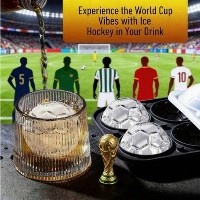 1个创意足球硅胶冰球模具，大号球形冰格，适用于威士忌、波旁威士忌、鸡尾酒，慢融冰制冰器，适合比赛日、夏季、户外露营、家庭酒吧DIY冷冻工具，送给父母的完美礼物