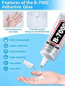 1pc B7000 Diamond Glue 15ml/50ml/100ml, Multi-Purpose Strong Adhesive, Clear & Crystalline, Low Odor, Anti-Yellowing, Waterproof, Suitable For DIY Crafts, Gem Setting, Rhinestone Decoration, Jewelry Making - Multicolor - View 3