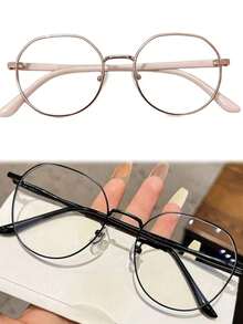 1副女士标准款式学生款反圆框纯色眼镜。简约百搭，透明镜片，适合阅读和电脑使用。 - 彩色 - 查看 24