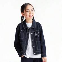 Annil Children's Clothing, Boys And Girls, Lycra Collar Soft Denim Jacket, New Spring Style, Workwear, Large Pockets, Fashionable Cardigan. - Dark Blue Jeans - View 11
