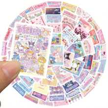 SANRIO 50张/65张三丽鸥可爱卡通猫咪涂鸦防水防刮贴纸，适合女孩、男孩、水瓶、笔记本电脑、吉他、滑板、行李箱、自行车装饰，圣诞节和生日礼物 - San海報 - 查看 10