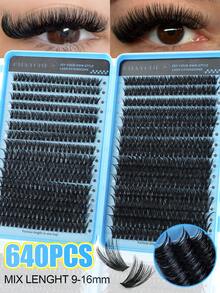 800pcs D-Curl Individual False Eyelashes With Adhesive & Sealant, Includes Tweezers & Lash Brush, Large Capacity, Soft & Natural, Suitable For Beginners, Easy DIY At Home, Portable For Travel, Enlarges Eyes, Lightweight & Reusable - Multicolor - View 22