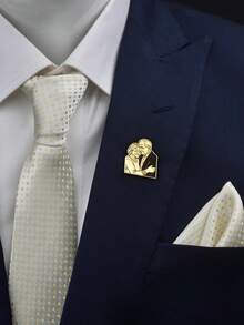 1 pieza Broche de foto personalizado - Insignia de foto de pareja esmaltada personalizada, adecuada para hombres y mujeres, regalo de aniversario y Día de San Valentín, broche con logotipo, insignia personalizada - Dorado - Ver 8