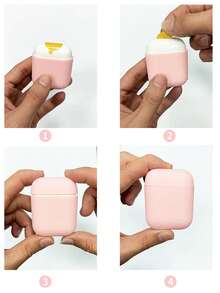 粉色簡約花朵TPU防震保護套，適用於蘋果設備Airpods1/2和AirPods Pro - 粉色 - 查看 5