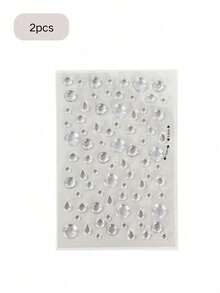 2pcs Mermaid Makeup Rhinestone Teardrop Eye Stickers, Transparent Water Drop Face Jewel Stickers, Y2K, KPOP, Festival, Face Gems, Decorative Stickers - Multicolor - View 5