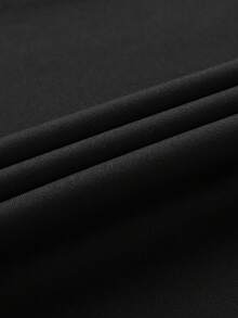 High-Waisted Black Slim-Fit Women's Pants With Visible Seam Design And Elastic Waistband - Black - View 6