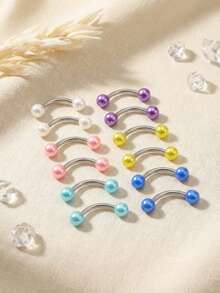 2PCS 16G G23 Titanium Alloy Eyebrow Rings Tragus Helix Rook Daith Earrings Lip Ring Barbell Body Piercing Jewelry Retainer 8mm 10mm - Pearl Ball - View 1