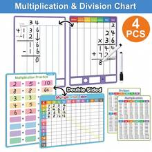 4pcs/Set Math Multiplication Division Chart For Kids Double Side Multiplication Table /Multiplication Practice Manipulatives Chart Kid Quick Calculation Math Training Whiteboard Home School Teaching Tools - Multicolor - View 13