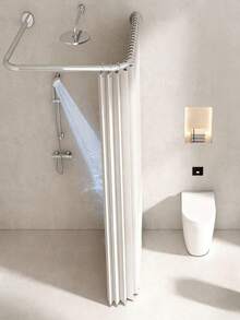 Thickened U-Shaped Shower Curtain Rod, No-Drill Expandable Rod, Bathroom Shower Curtain Support Bar - U - View 4