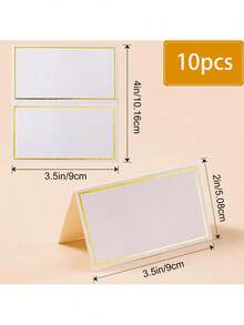 50pcs Dining Table Name Place Cards, Small Table Cards With Gold Foil Borders, Wedding Reception Seating Labels, Escort Cards, Tent Cards, Folding Wedding Cards, Table Cards, Thank You Cards, Food Station Tags, Unique Textured Place Cards For Birthday Party, Bridal Shower, Anniversary Party, Product Labels - Multicolor - View 14