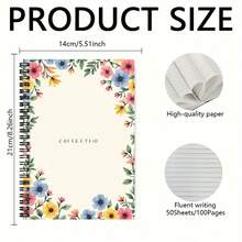 100-Page Spiral Notebook With Fresh Floral Patterns, High-Capacity & Thick Paper, Practical For Work, Study, School Notes, Graduation, Birthday Gift, Suitable For Journaling, Daily Planning, And Memo, Adding A Vibrant Touch To Your Life - B - View 2