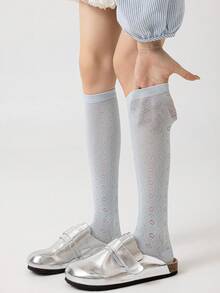 1 Pair Women's Knee-High Socks, Thin Lightweight Collegiate Style Slimming Leg Socks For Spring/Summer, Versatile Wear With Skirts - Multicolor - View 10
