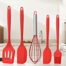 10pcs Silicone Scraper Set, 5pcs Heat-Resistant Non-Stick Rubber Scrapers For Baking, Cooking, Mixing, Scraping Non-Stick Cookware, Kitchen Tools - Multicolor - View 4