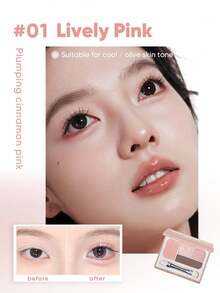 Palet eyeshadow bawah mata JUDYDOLL "SPARK UP", Highlighter & Palet eyeshadow 4 warna dengan glitter mutiara. - #01 Merah Muda Cerah - View 2