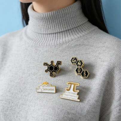 1pc Cartoon Molecular Fashion Brooch, Versatile Daily Accessory