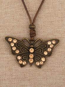 1入流行蝴蝶形吊墜長項鏈，復古簡約項鏈，適用於音樂節派對和送女友或母親的禮物 - 蝴蝶型 - 查看 19