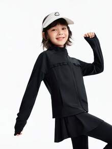 Annil 【UPF50+ 清凉】新款轻薄外套/防晒衣，专为女孩设计，具有紫外线防护和防晒功能 - 黑色 - 查看 3