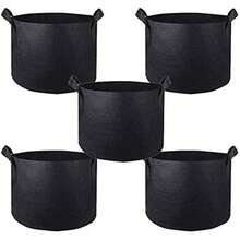 12 Gallon Grow Bags Pack Of 5 40x35cm Large Thickened Nonwoven Fabric Planter Heavy Duty Felt Pot For Vegetables Fruits & Patio Gardening - Black - View 8
