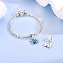 Colgante con dije de gráfico de cielo estrellado en forma de rollo, apto para pulseras y collares DIY, regalo de joyería fina para mujeres para cumpleaños y fiestas - Plateado - Ver 5