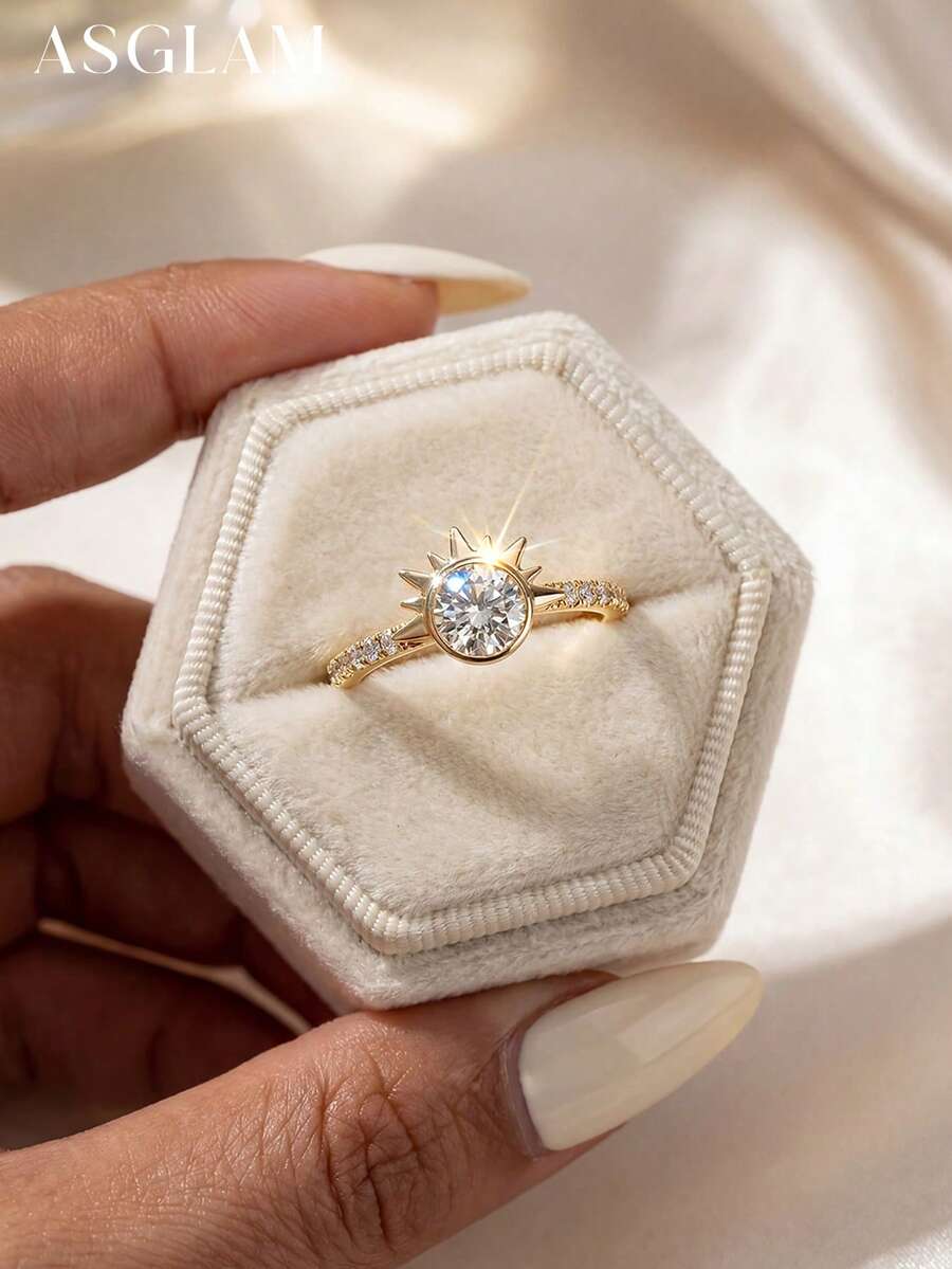 1枚时尚立方氧化锆戒指，女士珠宝，925纯银基础款单枚戒指，精致珠宝，适合女孩生日、舞会等场合的礼物 - 款式1 - 查看 1