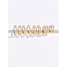 8pcs Chain Design Ear Cuff Copper Jewelry - Yellow Gold - View 3