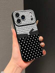 Cute & Luxurious Black & White Polka Dot Phone Case, Matte Soft Silicone Full Coverage Camera Protection, Creative Bowknot, Love Letter, Round Dot Pattern, Suitable For Parties, Outings, Photography, Compatible With Samsung Galaxy S26 ULTRA, S26, S25 ULTRA, S24 ULTRA, S23 FE, S22, A56, A57, A37, A17, A07, A06, A05S, A55, A54, A53, And 17 Pro Max, 17 Pro, 16 Pro Max, 16 Pro, 15 Pro Max, 14 Pro Max, 13, 12, 11, XS Max, 11 Pro Max - Multicolor - View 3