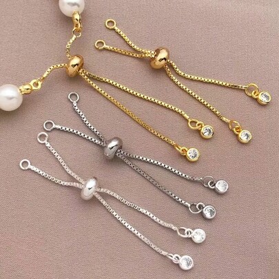 2pcs Adjustable Accessories, Stretchable Zipper, Rhinestone Decor, Handmade Components, Jewelry Making, Fashion Accessories, Elegant Design, Durable Jewelry, Fine Craftsmanship, Jewelry Extension Chain