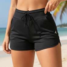 Acqua Bronze Set Of 2 Women's Adjustable Drawstring Shorts With Pockets, Versatile, Sporty, Double Waistband, Simple, Casual - 黑色/瑪薩拉紅 - 查看 7