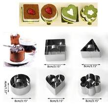 3-Inch Stainless Steel Round, Square, Triangle, Flower, Heart Shaped Cake Cutter Set (Includes 1 Pusher And 1 Mold Ring); Round Pastry Cutter, Pastry Round Ring, Mousse Mold With Pusher Ring Mold, Perforated Mousse Ring, Stainless Steel Cookie Cutter - Silver - View 11