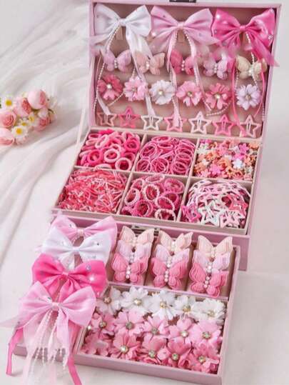 Women's Pink Pearl Butterfly Hair Clip, Cute Hair Tie, High Elasticity Durable Non-Damaging Hair Accessory, Sweet Versatile Bangs Clip, Daily Use Hair Decoration