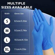 2/20/50/100只装，蓝色丁腈手套，不含乳胶，不含粉末，高弹性，适用于食品加工、厨房、清洁、餐饮服务、宠物洗澡、美容院等，一次性手套[无包装盒] - 藍色 - 查看 6