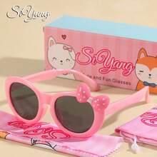 1 套新款可爱蝴蝶结软硅胶偏光时尚眼镜，儿童成人均适用 - 灰色 - 查看 11